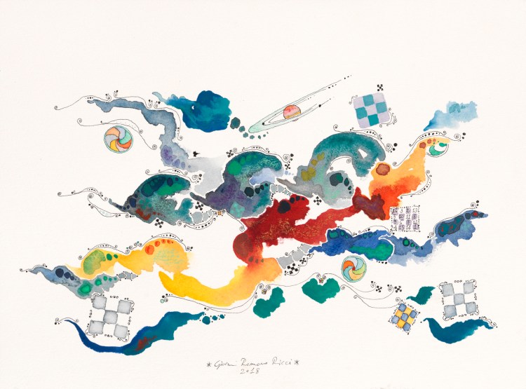 giovanni romano ricci watercolour painting space satellite