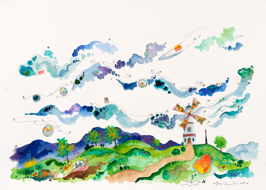 giovanni romano ricci painting watercolour windmill